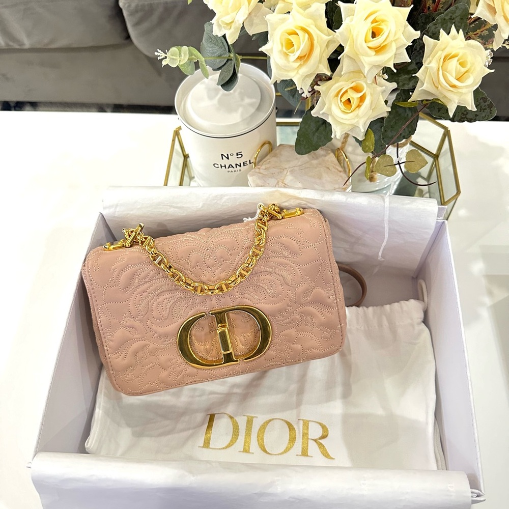 Dior Light Pink Crossbody Bag with Gold Accents